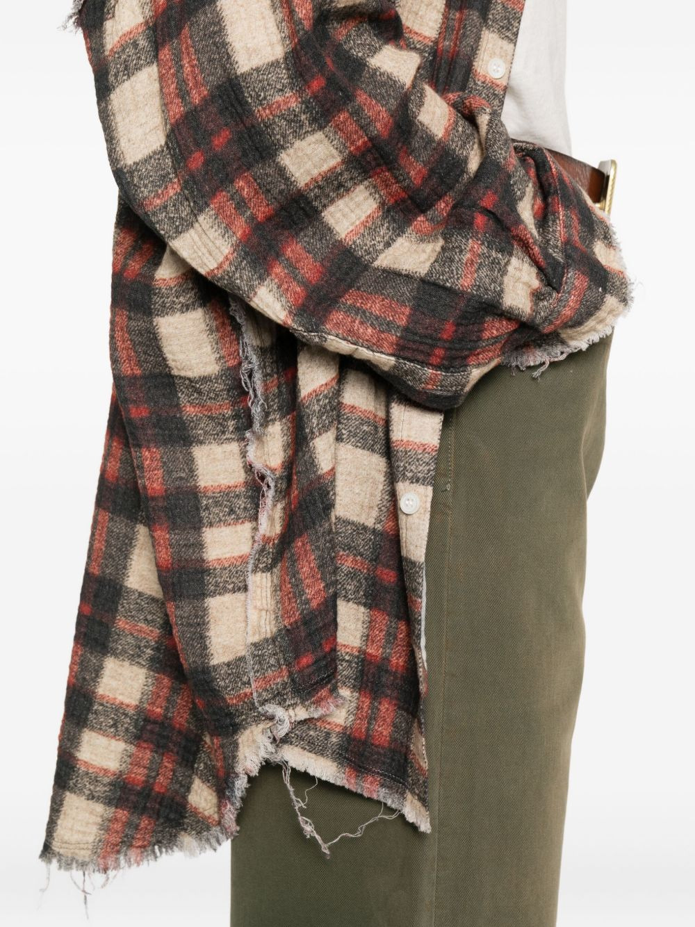 frayed plaid-check shirt - 5