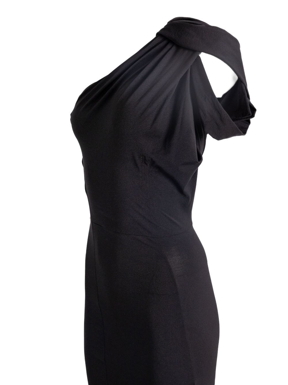 draped one-shoulder midi dress - 4