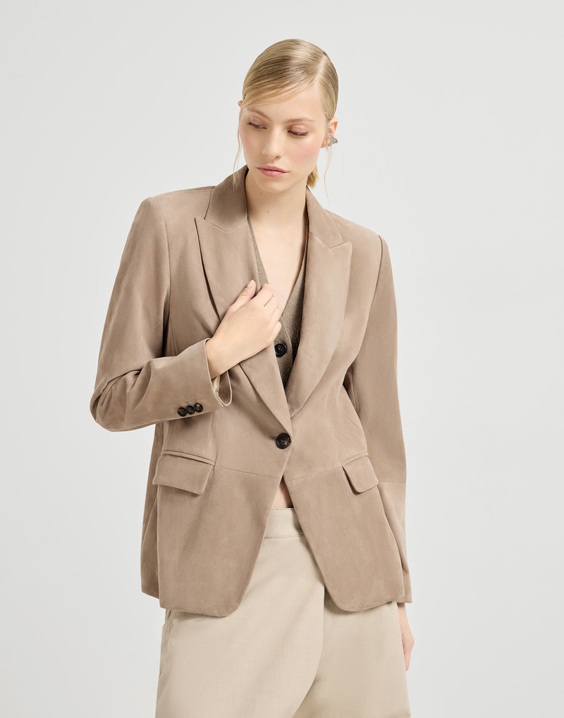 Brunello Cucinelli Suede blazer with monili outlook