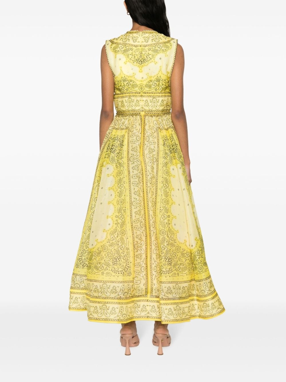bandana-print linen-blend dress - 4