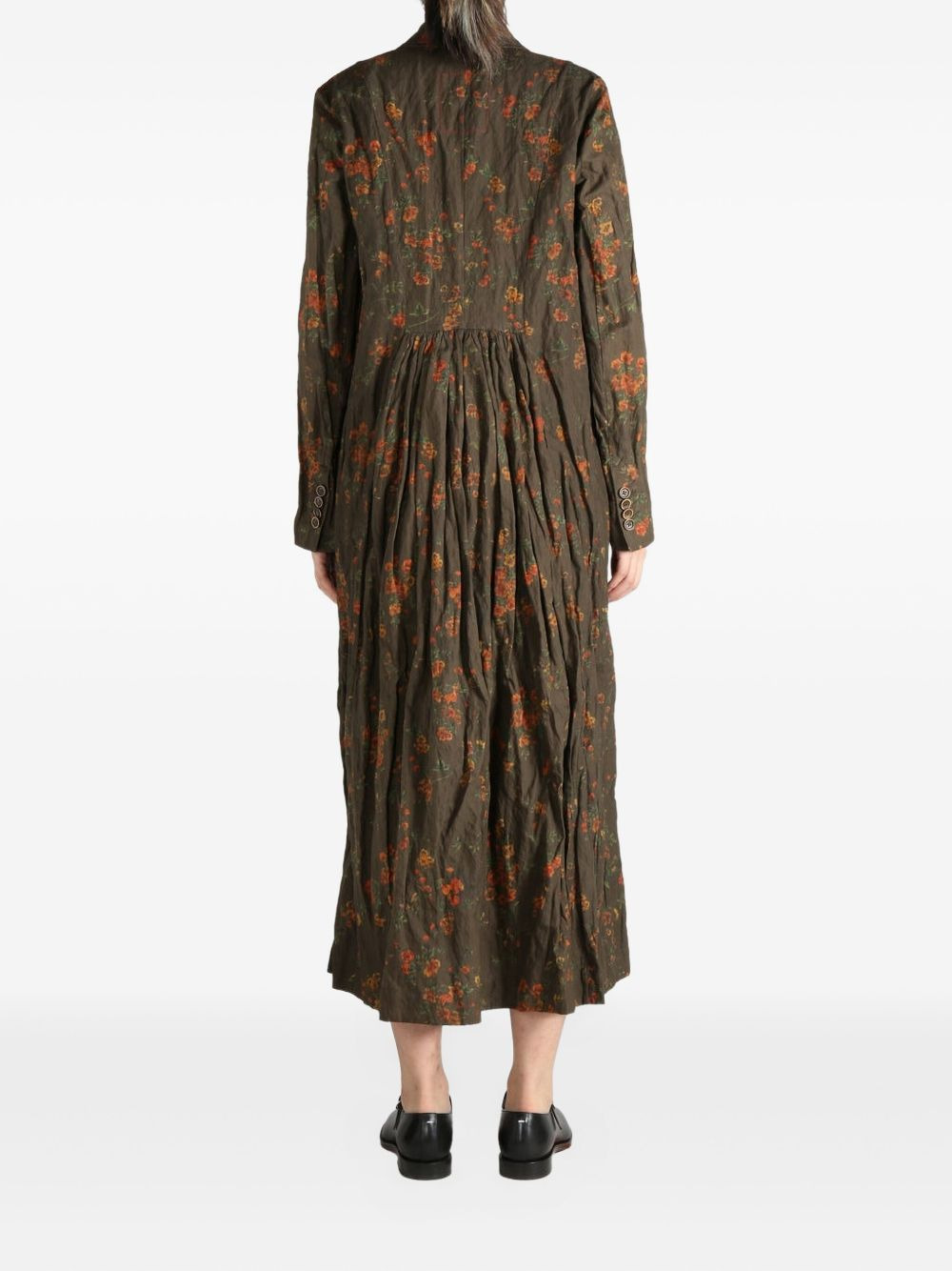 floral-print double-breasted coat - 3