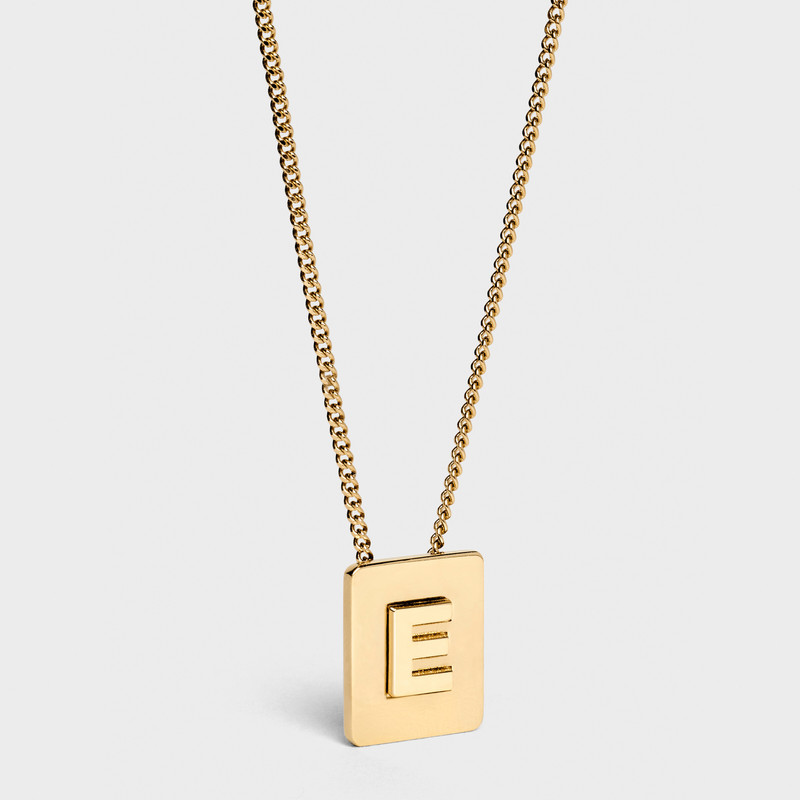Alphabet E Necklace in Brass with Gold finish 1