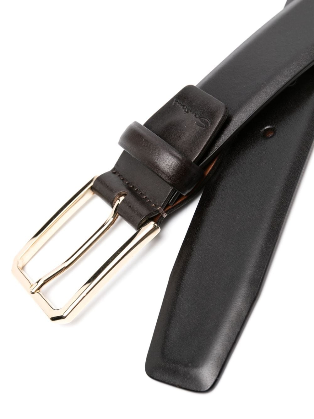 logo-engraved leather belt - 2