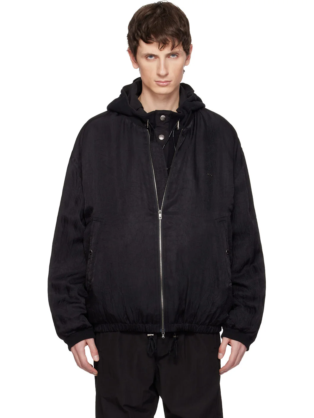 Black Wrinkled MA-1 Bomber Jacket - 1