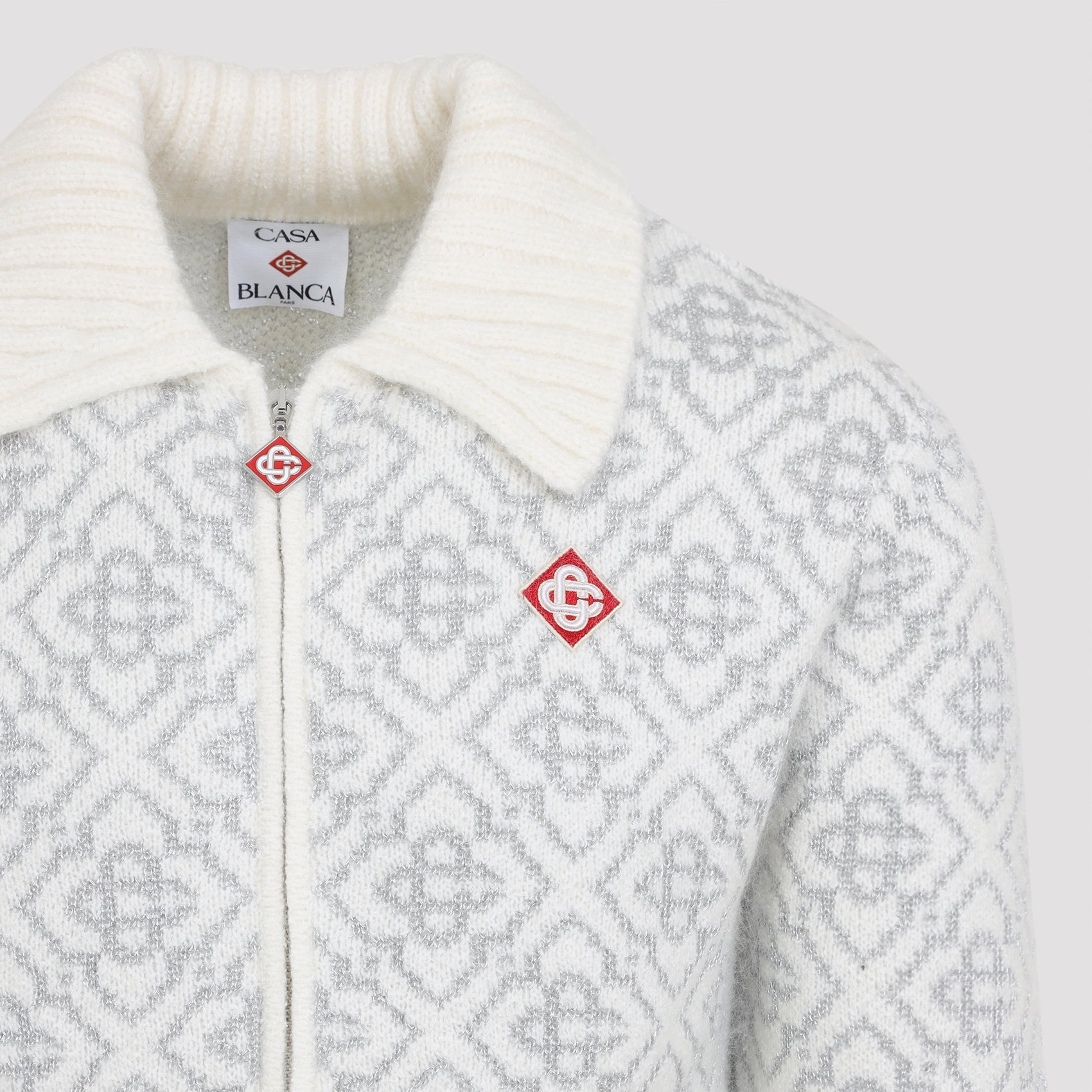 Casablanca Silver Monogram Zip Up Sweatshirt Men - 4