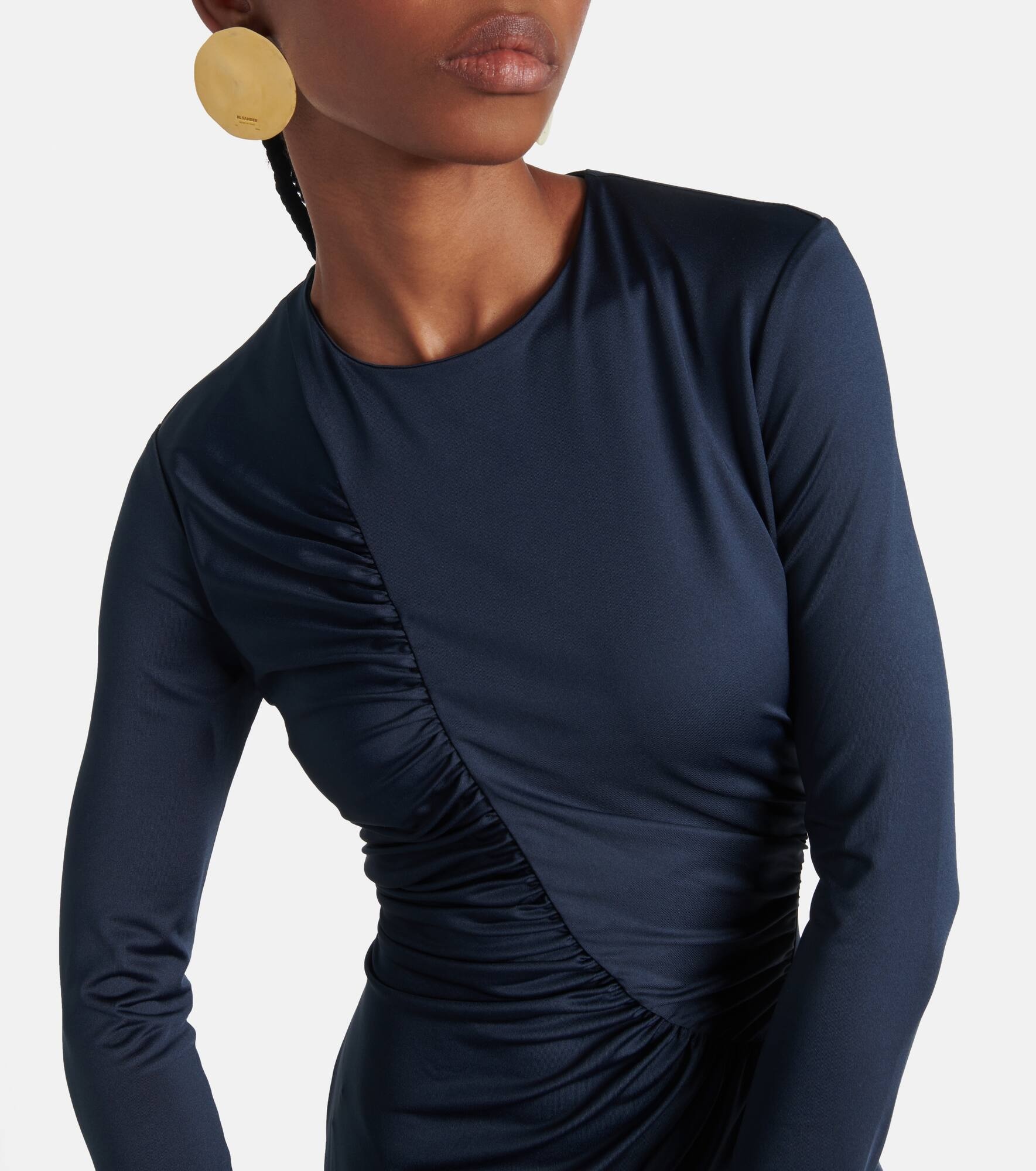 Asymmetric ruched jersey gown - 4