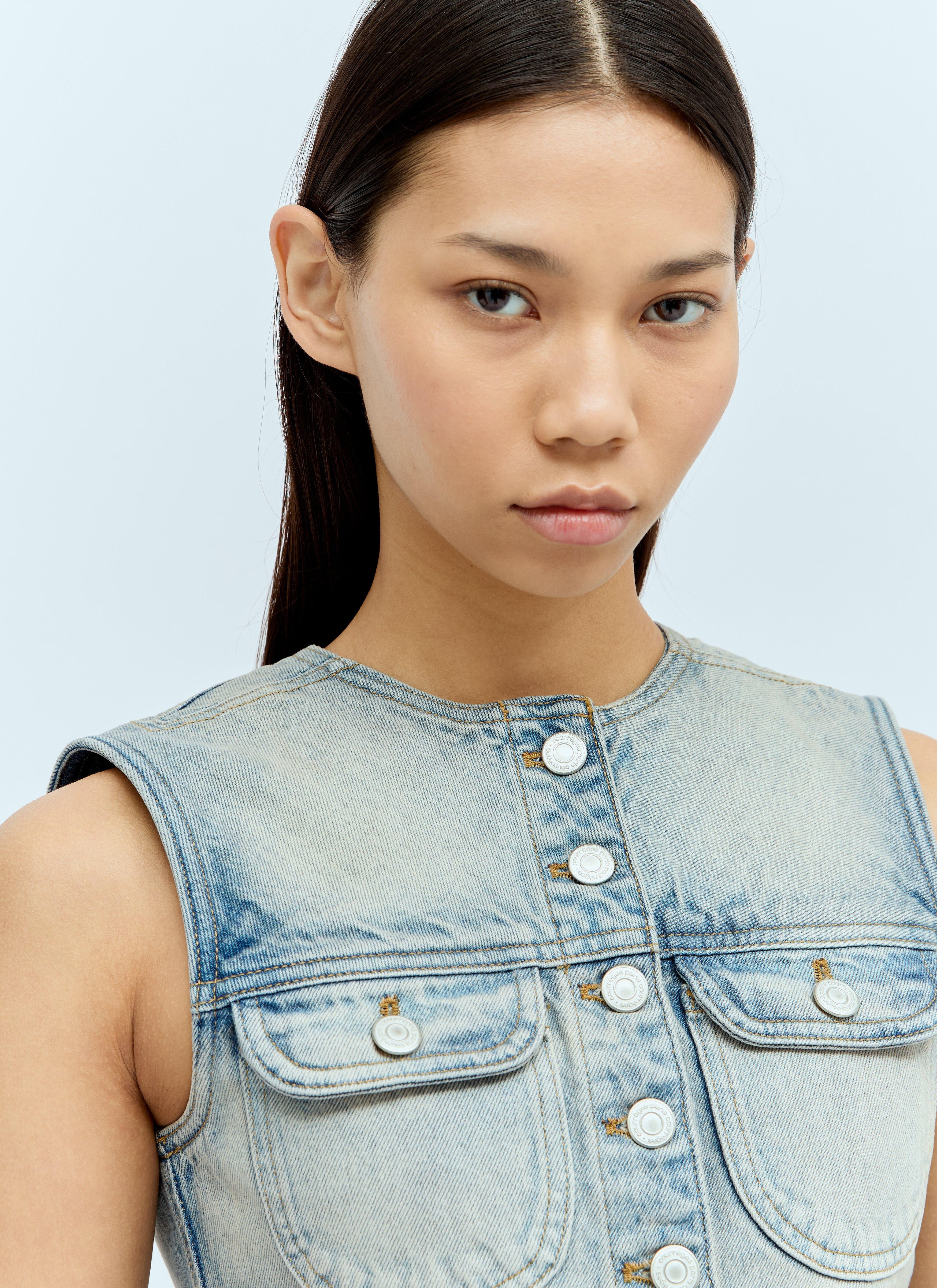 Denim Crop Vest - 4