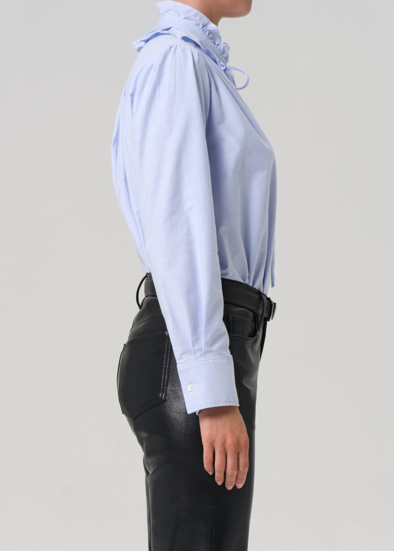 Calista Frill Collar Shirt In Blue 5