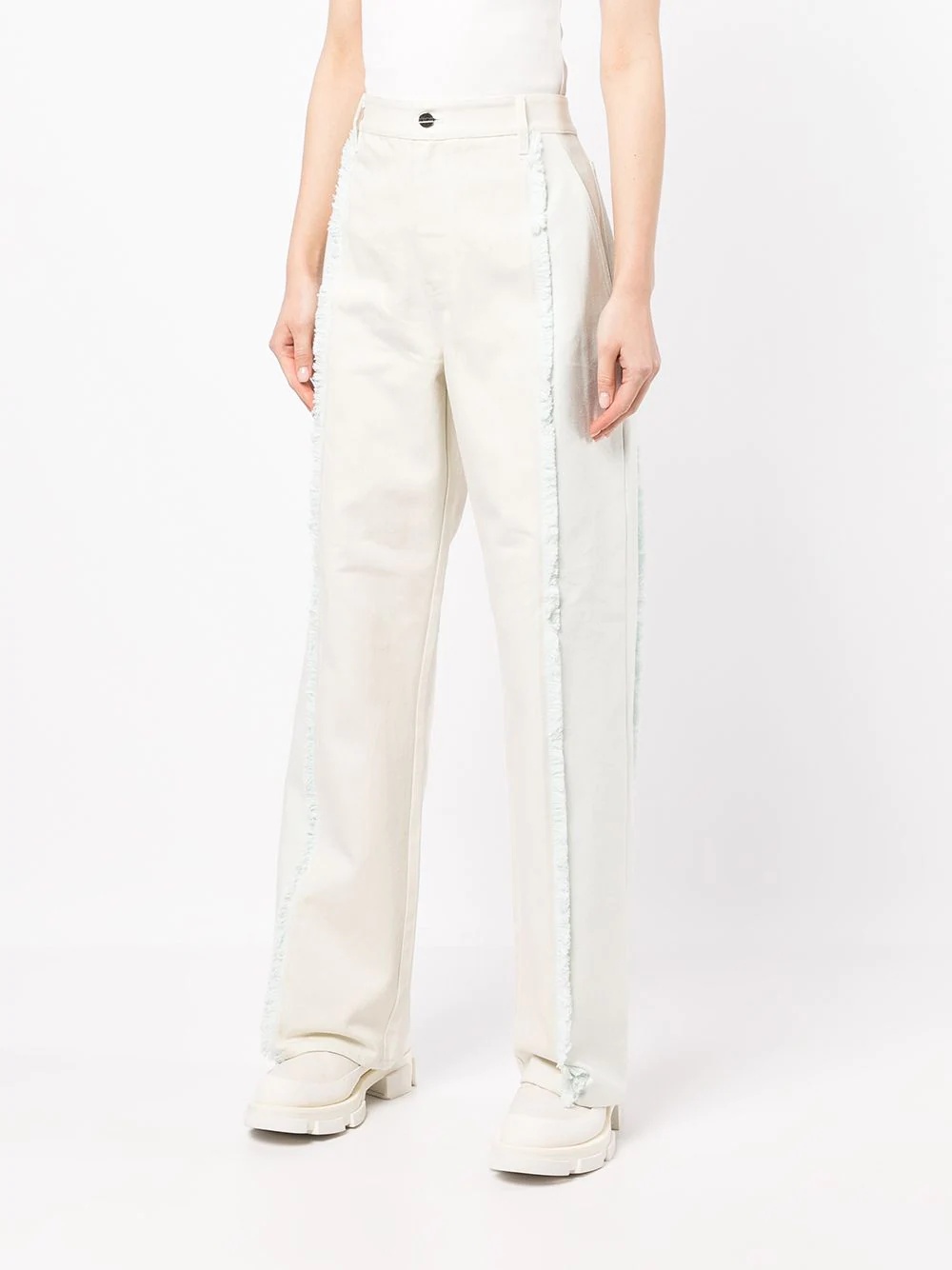 Frayed Two Tone wide-leg jeans - 4