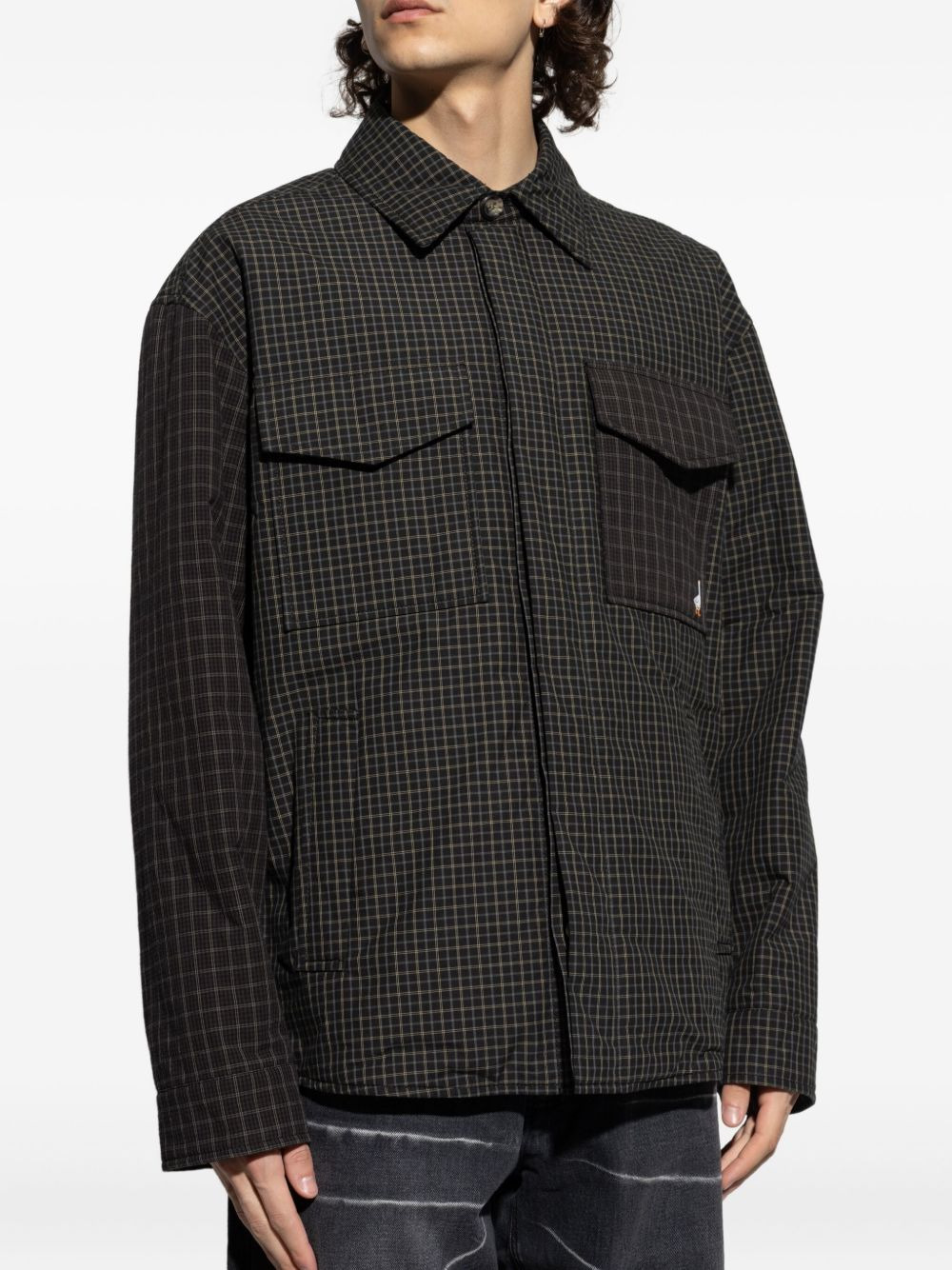 checked shirt jacket - 3