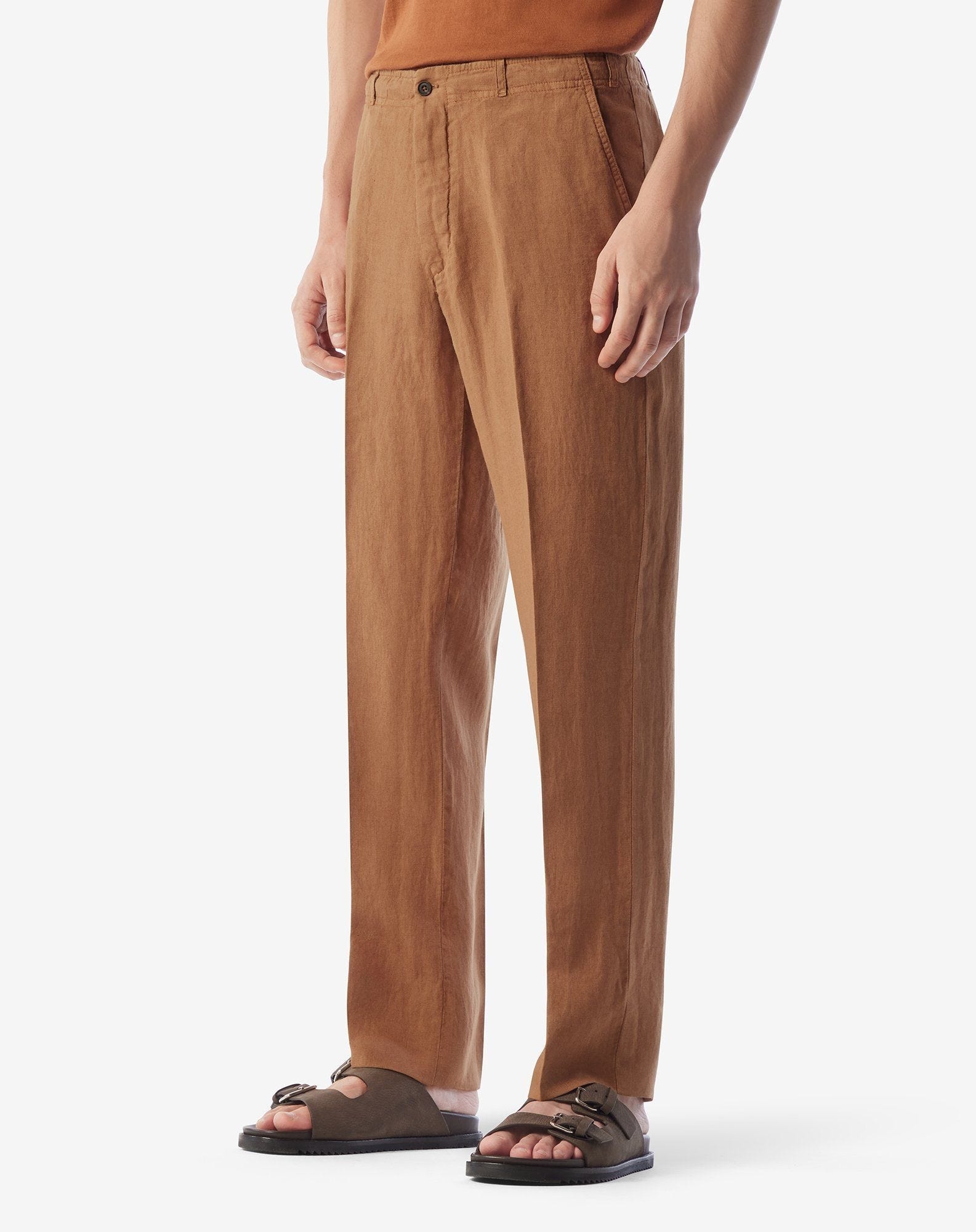 Rusty brown pure linen trousers - 2