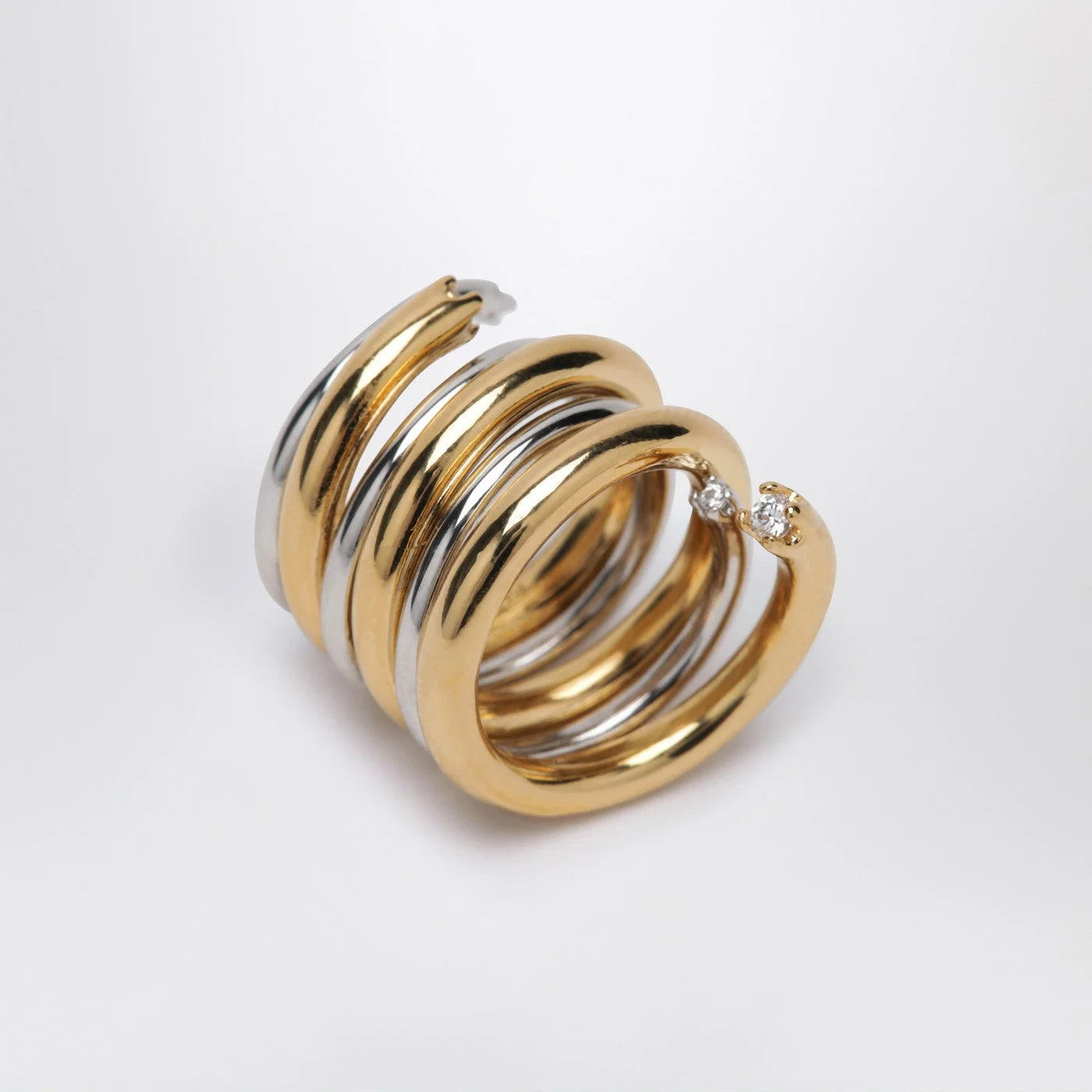 Spiral ring in gold and silver tone - 1