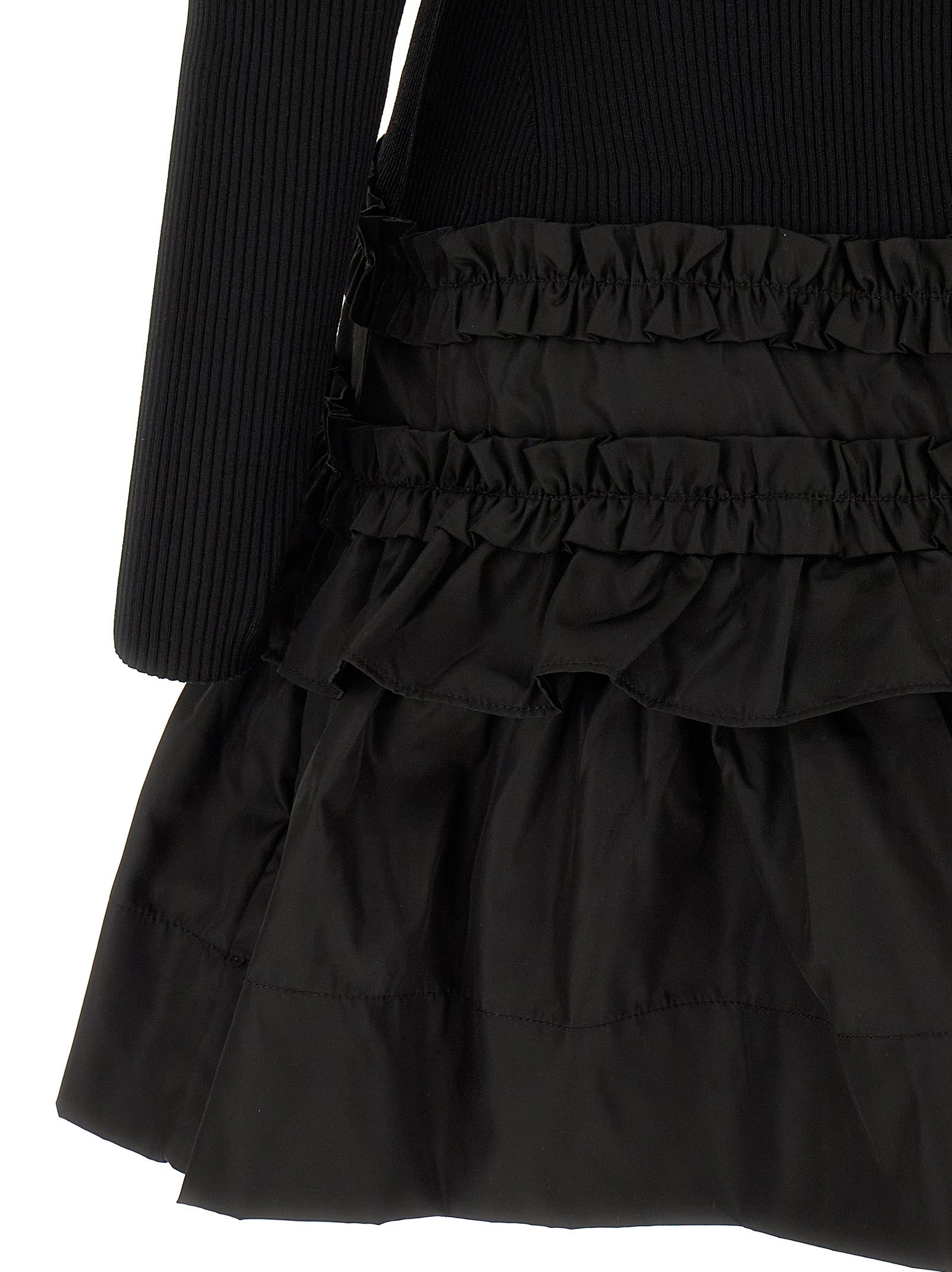 Melange Rib Knit Mini Dresses Black - 4