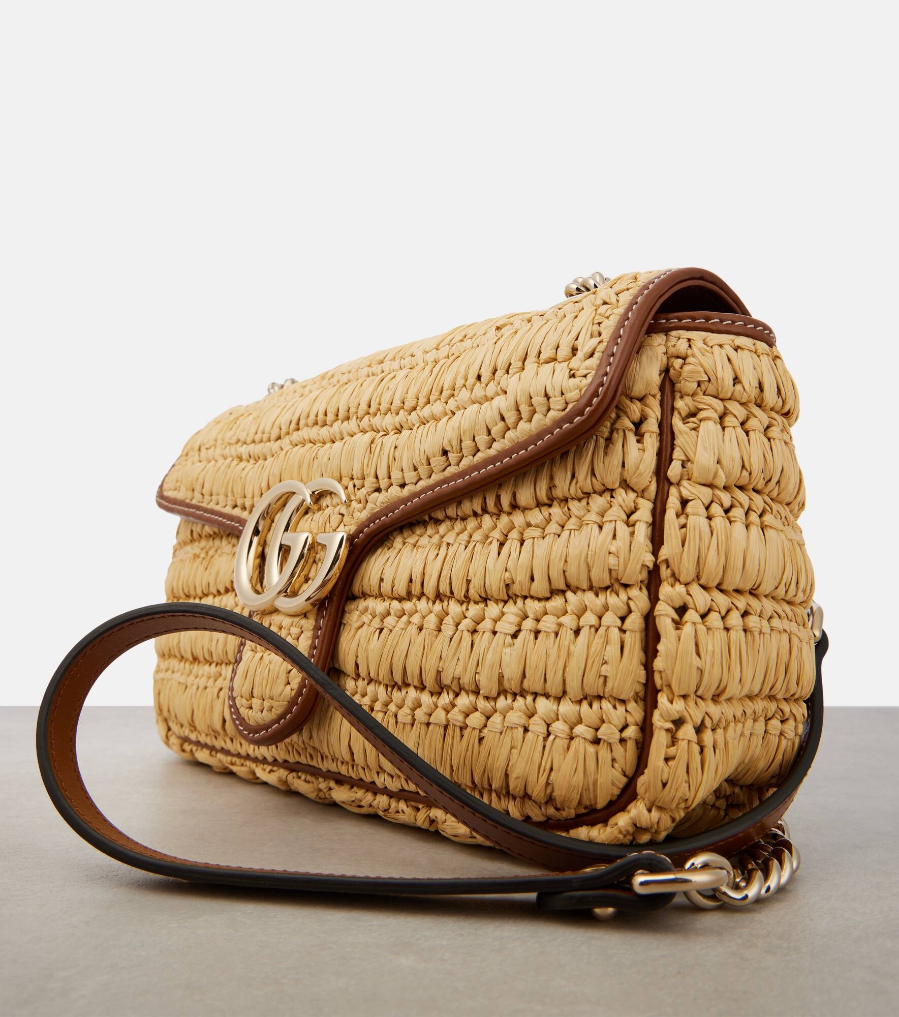 GG Marmont Small raffia shoulder bag - 6