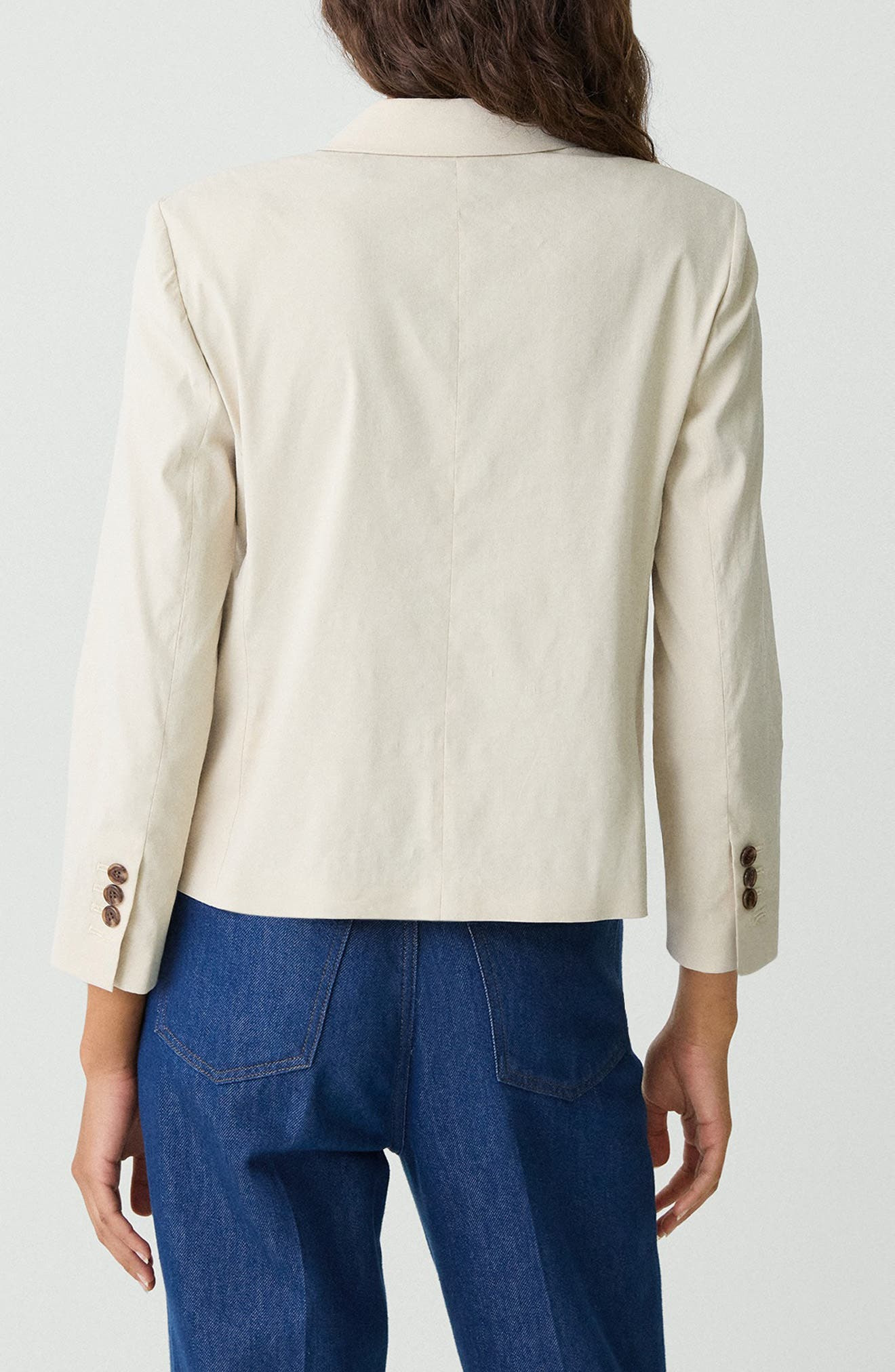 Theory Shrunked Crop Linen Blend Blazer in Straw at Nordstrom - 2