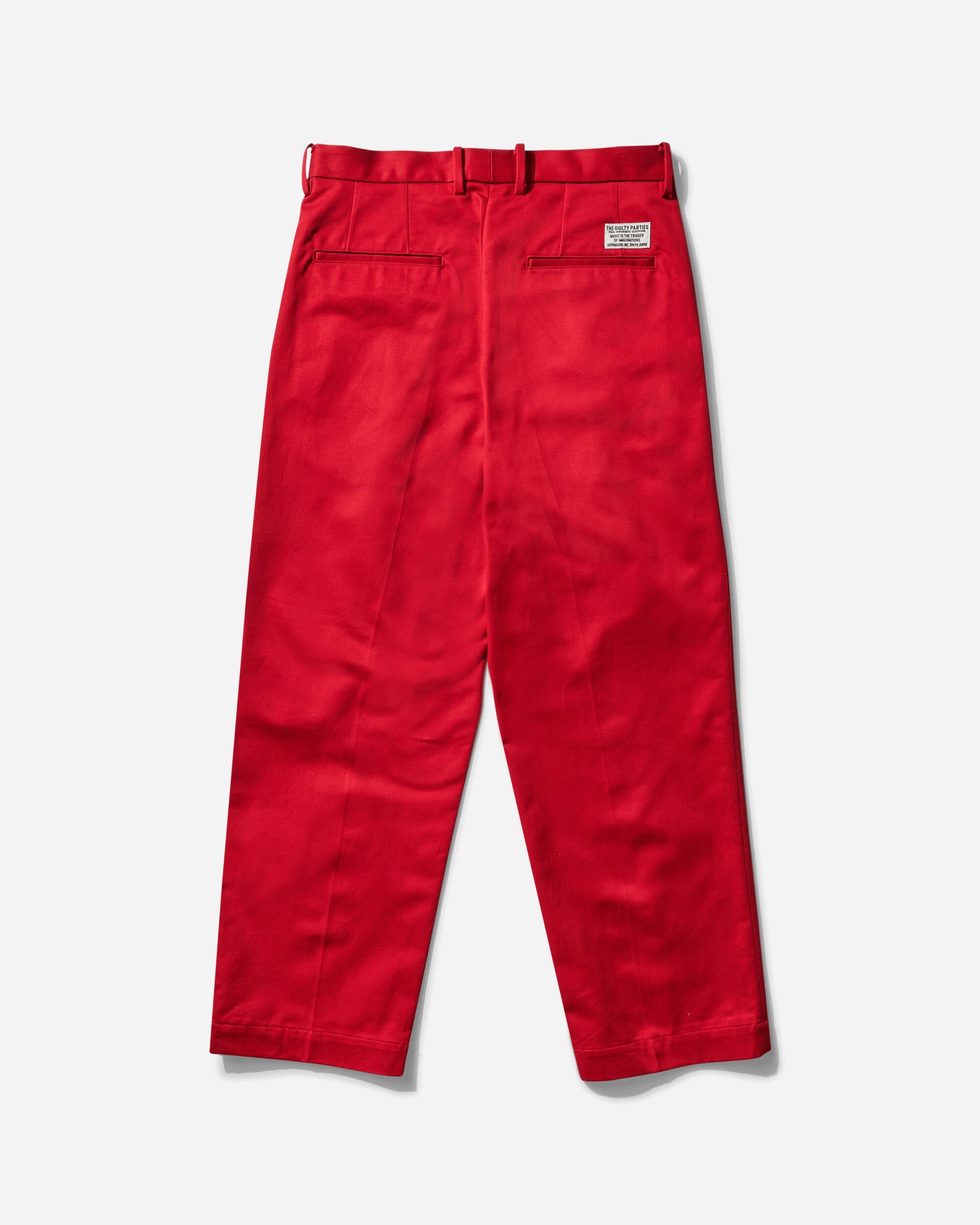 Men's Double Pleated Chino Trousers Red - 2