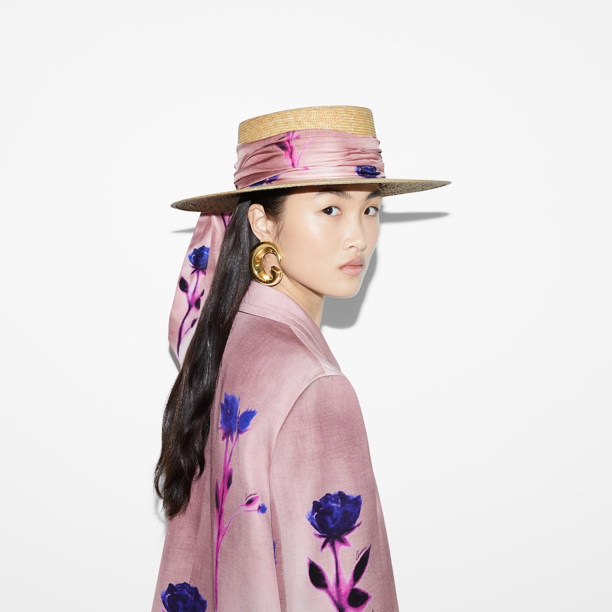 Straw wide brim hat with ribbon - 3