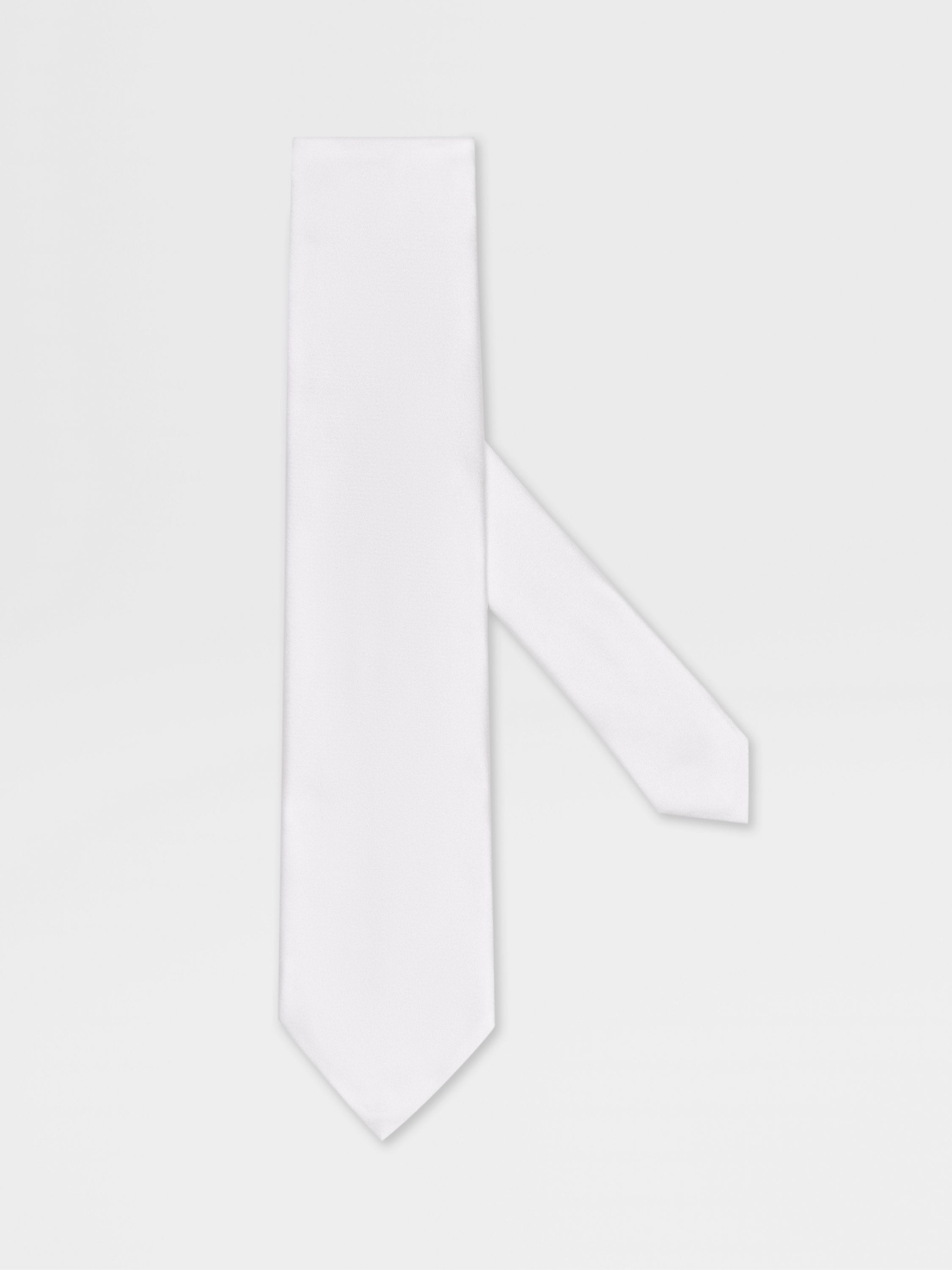 WHITE SILK TIE - 1