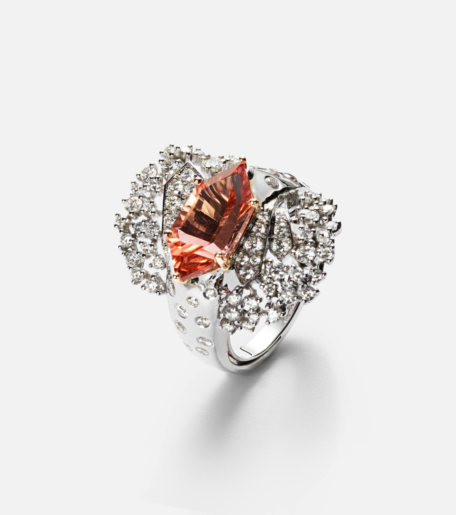 18kt white gold ring with diamonds and tourmaline - 4