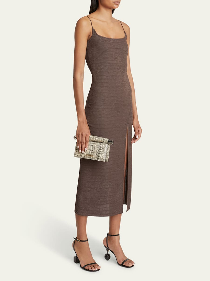 La Petit Pochette Rond Snakeskin-Embossed Clutch Bag 5