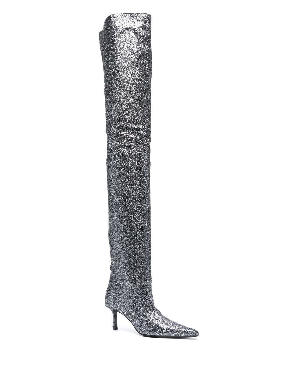 glitter thigh-high boots - 2