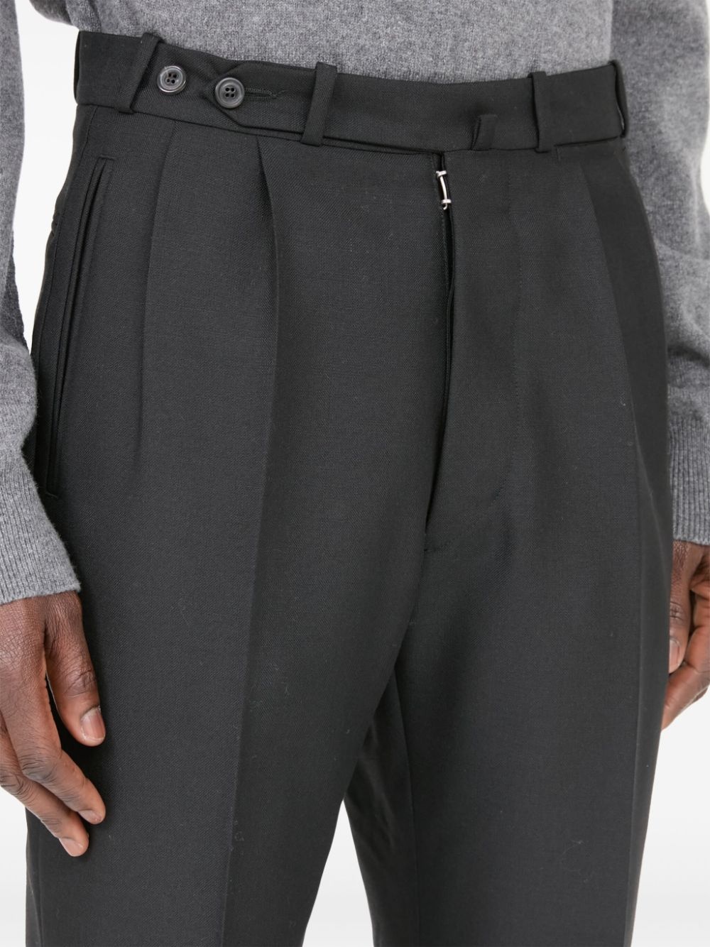 four-stitch wool-blend trousers - 7