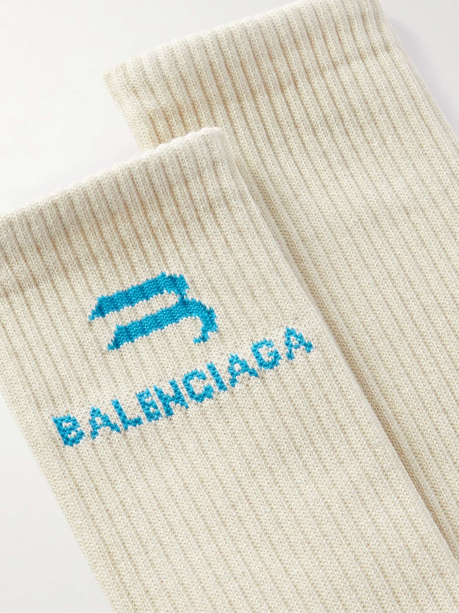 Logo-Jacquard Ribbed Cotton-Blend Socks - 2