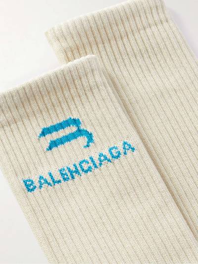 BALENCIAGA Logo-Jacquard Ribbed Cotton-Blend Socks outlook