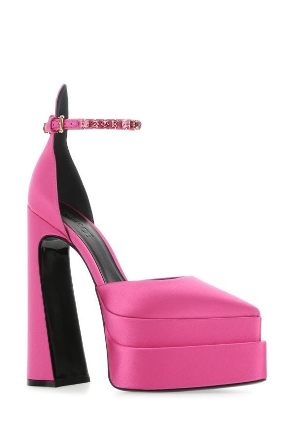 VERSACE Fuchsia Satin Aevitas Pointy Pumps - 2