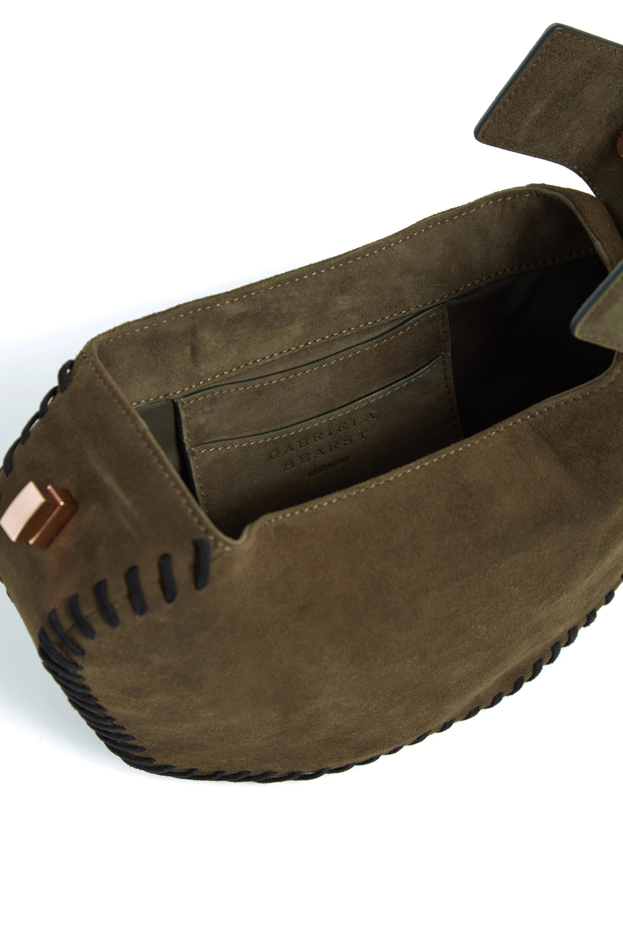 Whipstitch Demi Bag in Olive Suede - 7