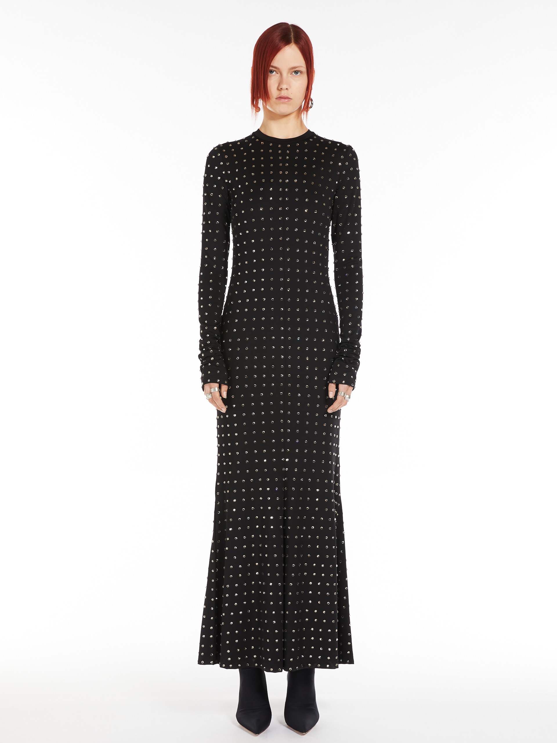 OSCURI Scuba jersey dress with rhinestones - 3
