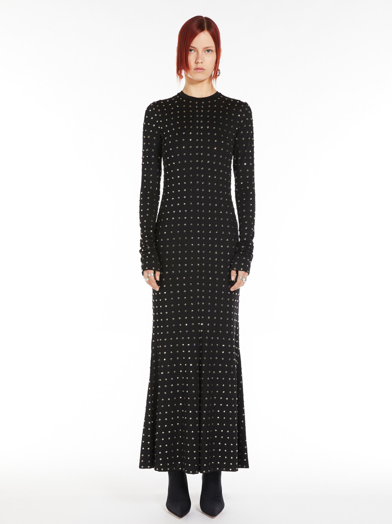 OSCURI Scuba jersey dress with rhinestones 3
