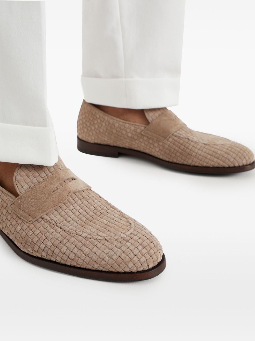 woven suede loafers - 5