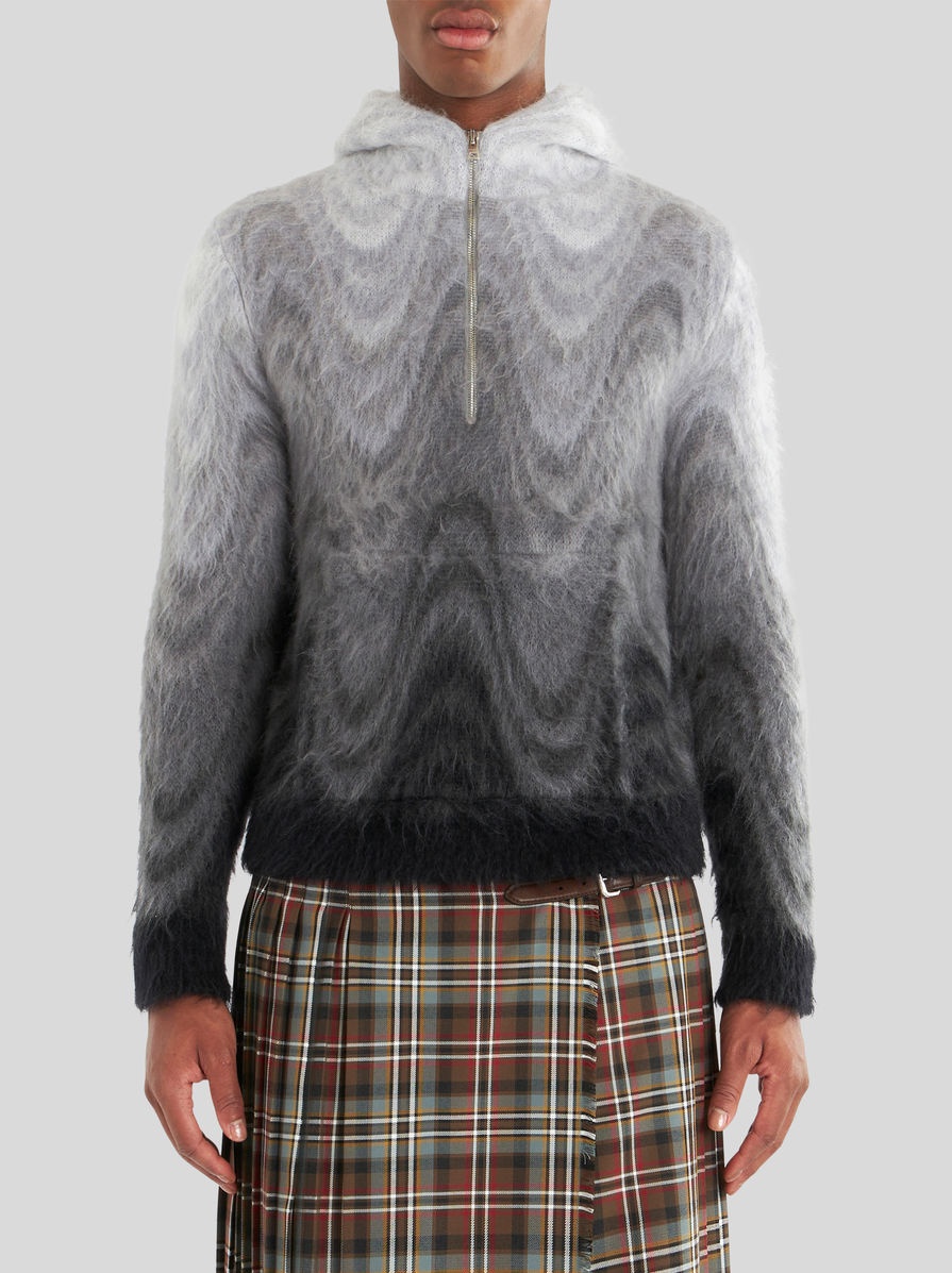 SWEATSHIRT WITH KNITTED HOOD IN JACQUARD - 2