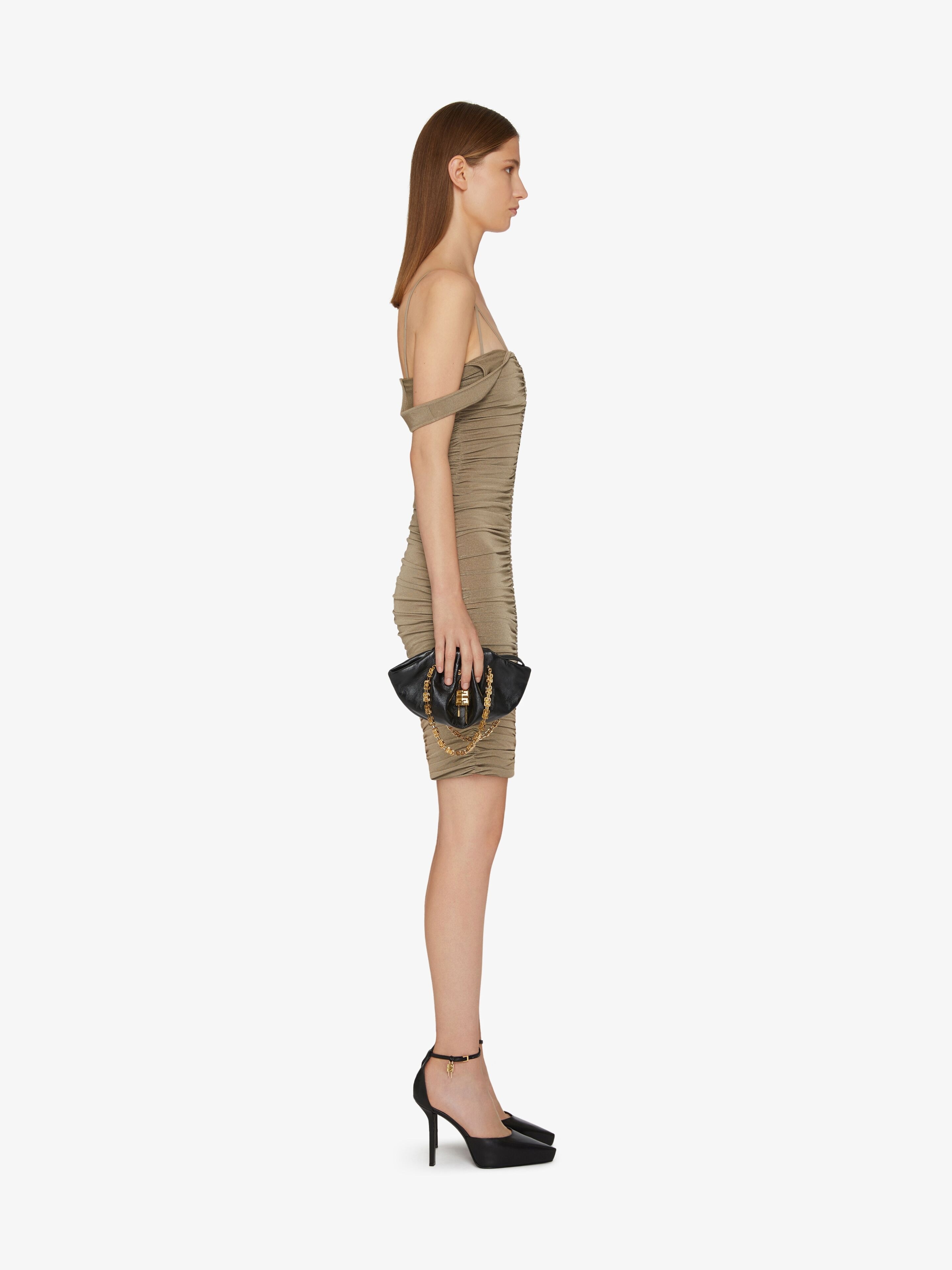RUCHED OFF-SHOULDER DRESS WITH TANK TOP STRAPS - 3