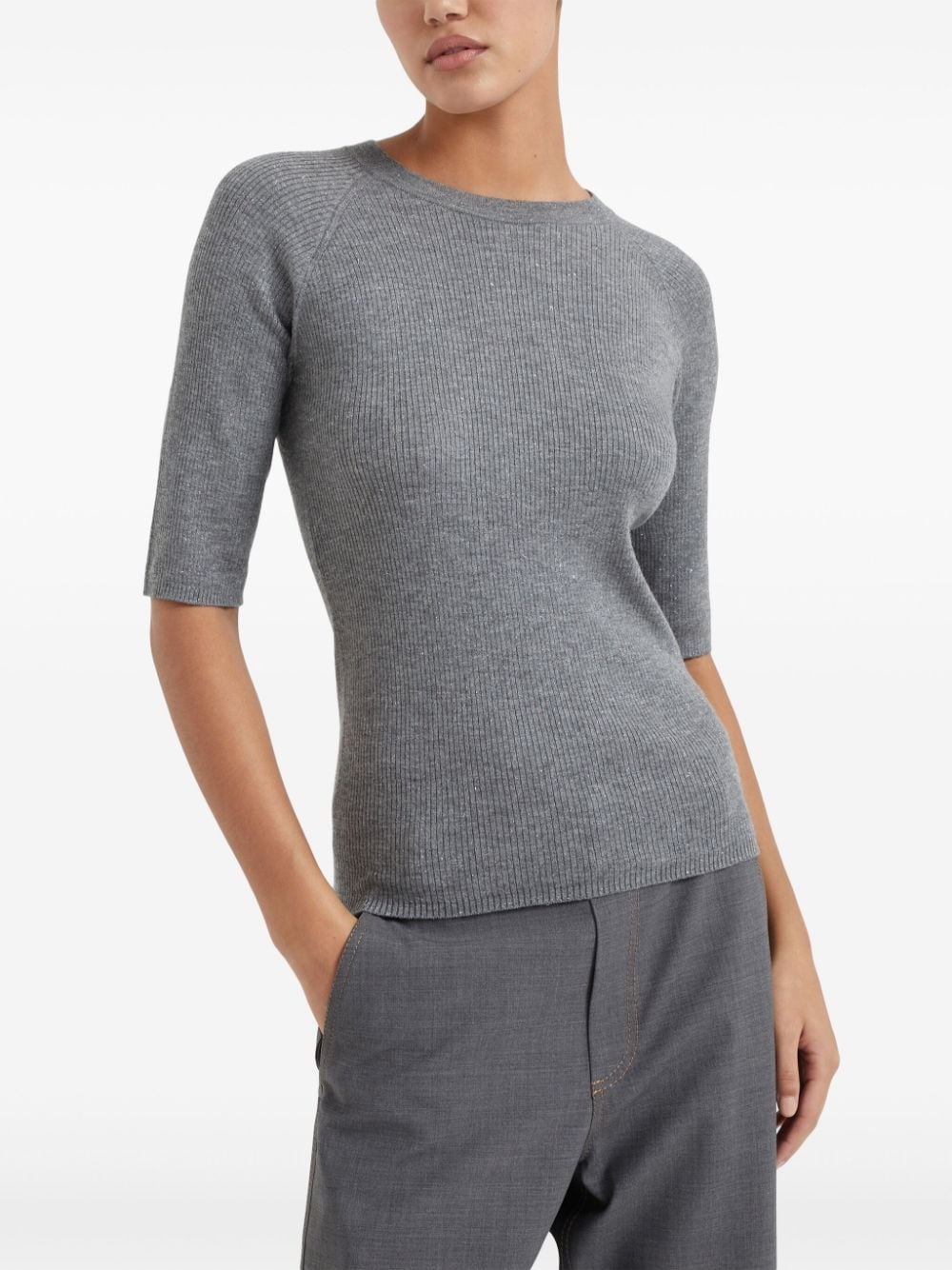 ribbed speckle-knit top - 3