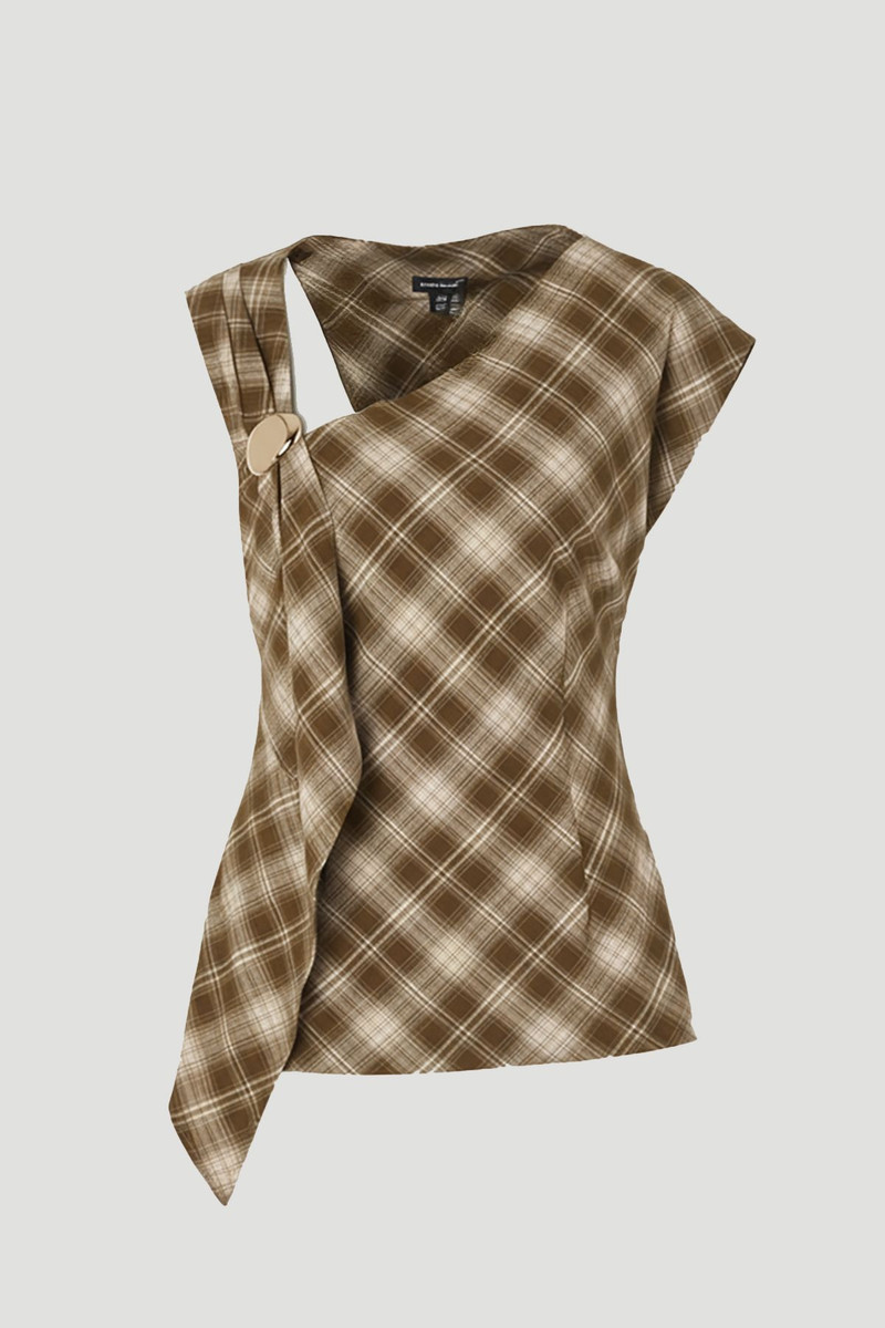 Plus Size Tailored Check Trim Detail Sleeveless Top 4