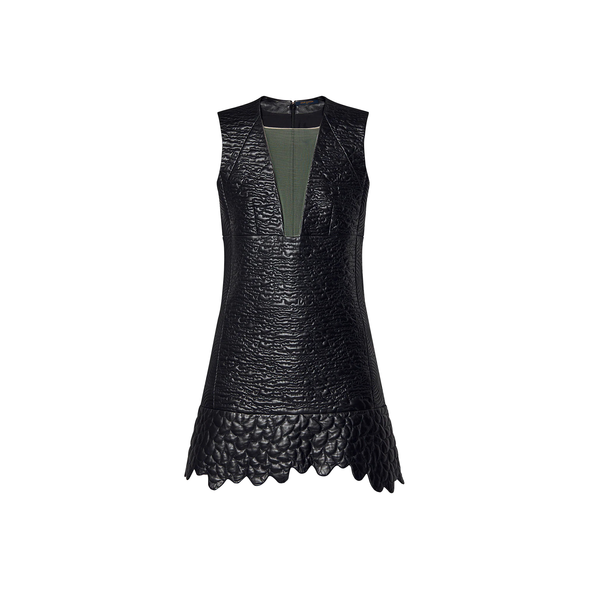 Leather Boutis Dress W/ See-through Yoke - 1