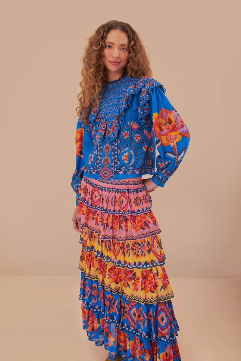 Blue Lucy Floral Ainika Maxi Skirt 1