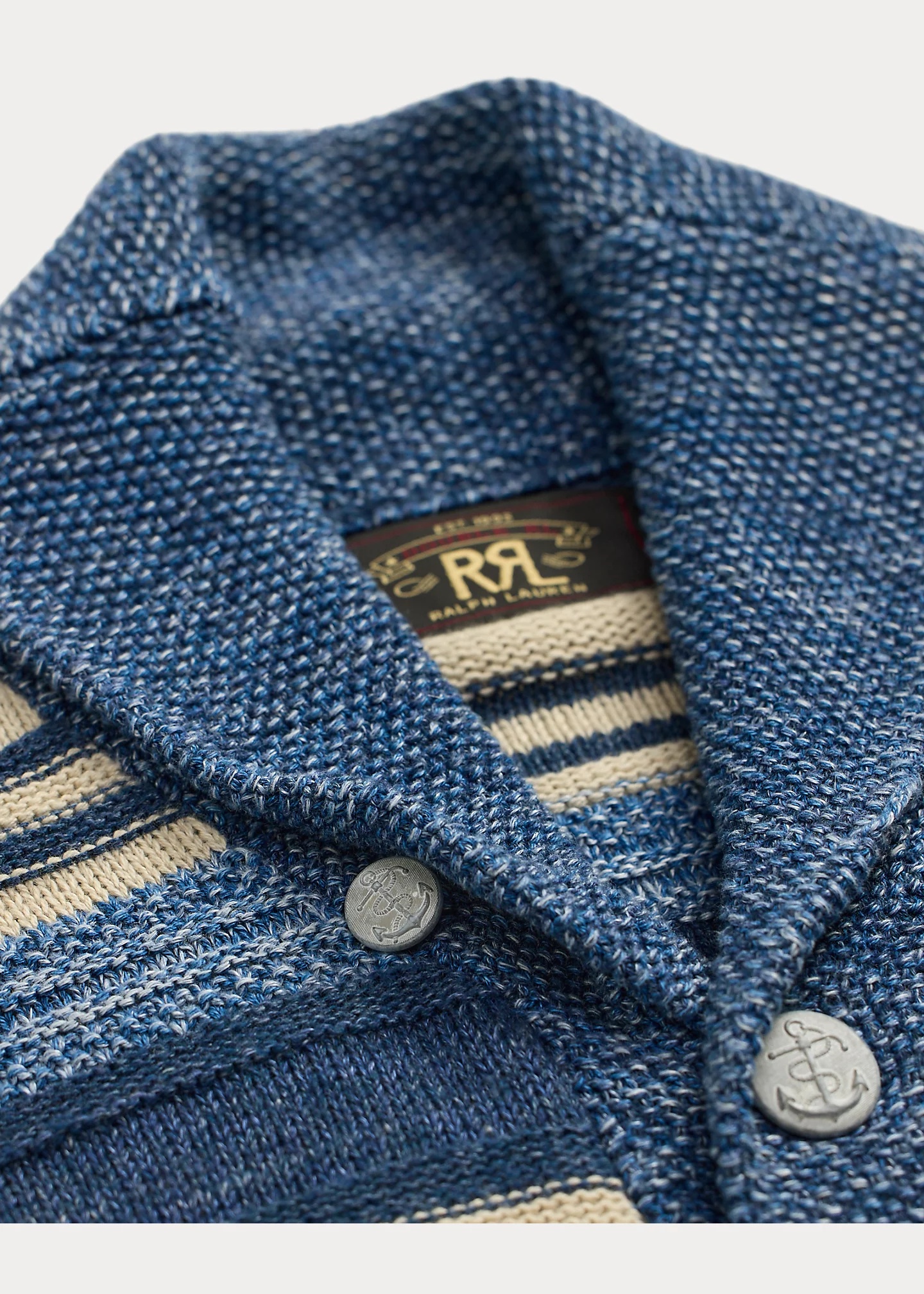 Indigo Striped Cotton-Linen Cardigan - 3