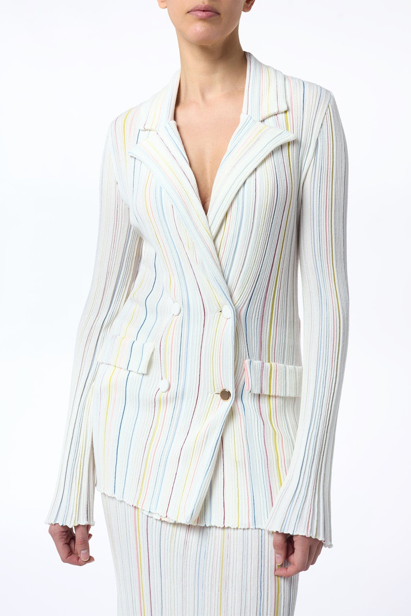 GABRIELA HEARST Ceres Pinstripe Knit Jacket in Ivory Multi Merino Wool outlook