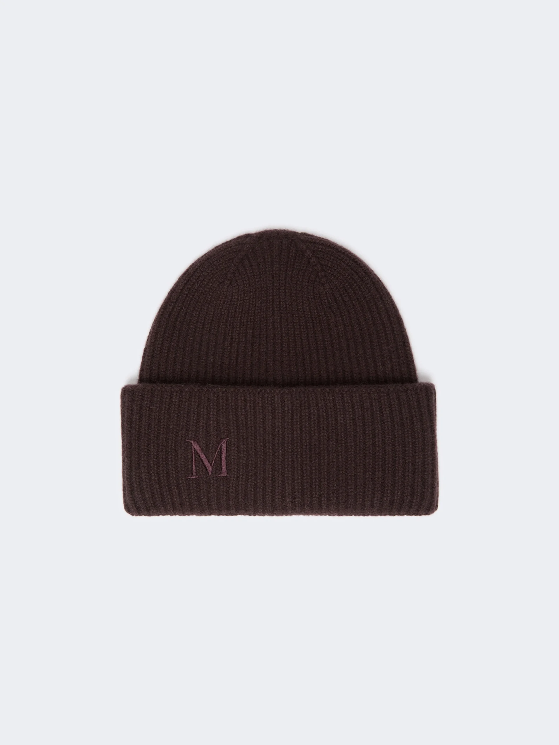 RETINA Ribbed cashmere beanie - DARK BROWN - 1