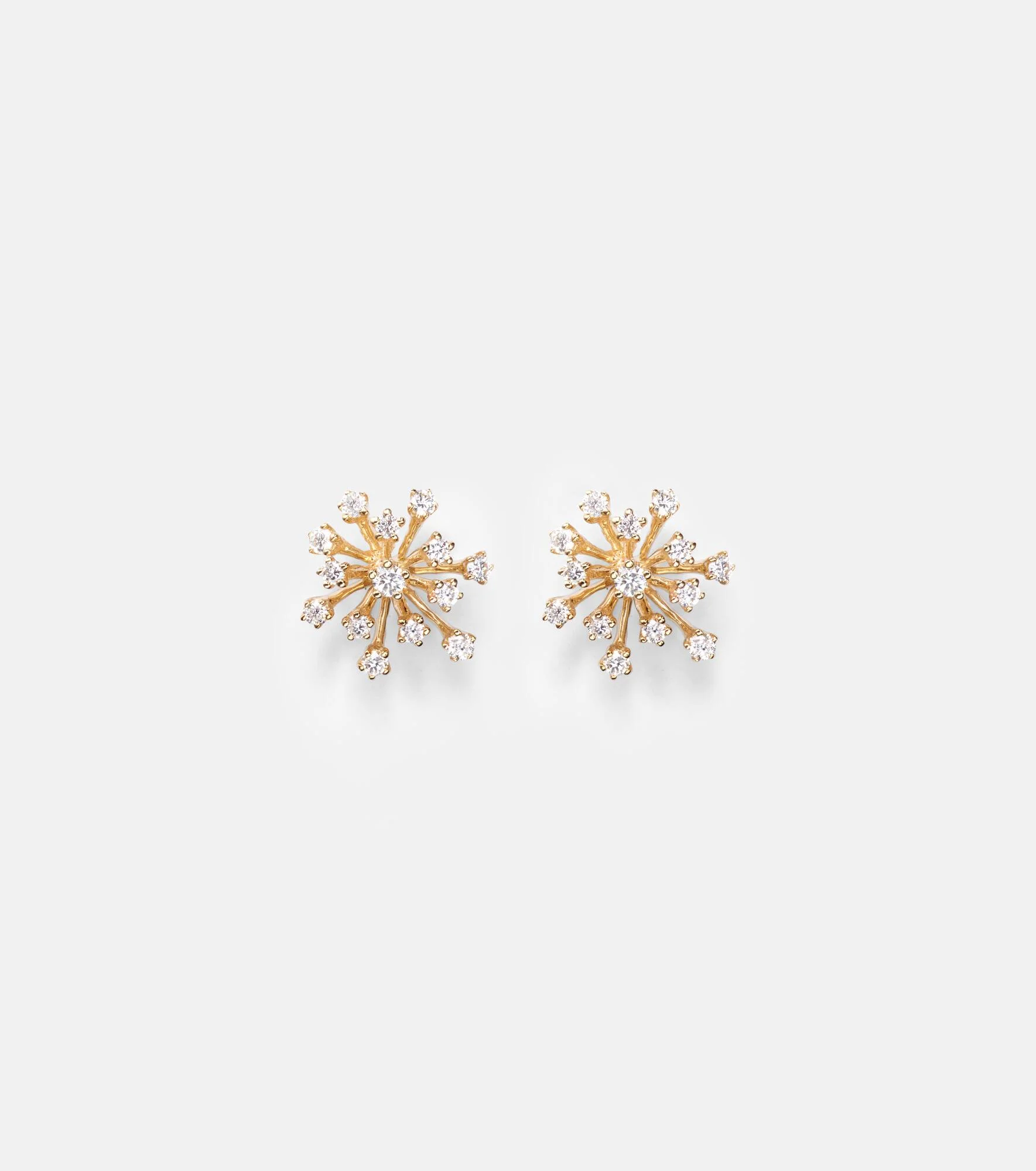 Burst Small 14kt gold earrings with diamonds - 1