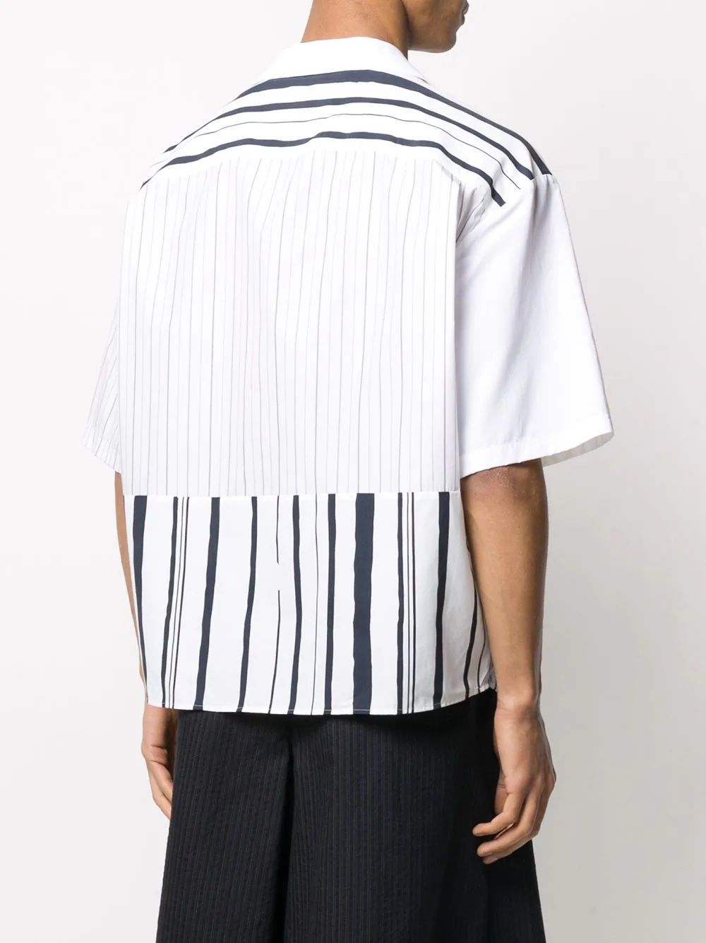 open collar striped shirt - 4