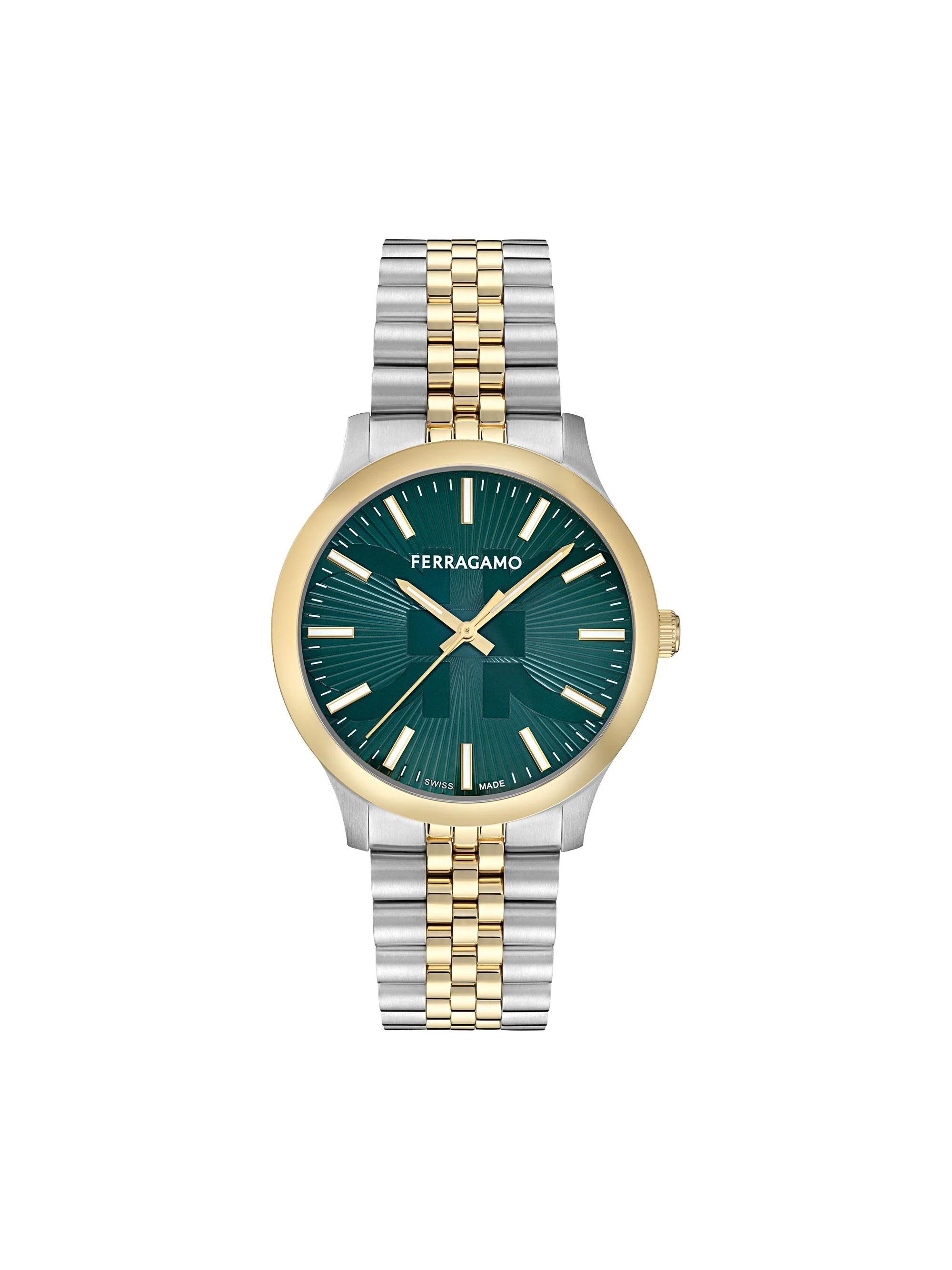 Men's Ren Goldtone & Silvertone Ion-Plated Stainless Steel Bracelet Watch 40MM - Two Tone Green Dial - 1