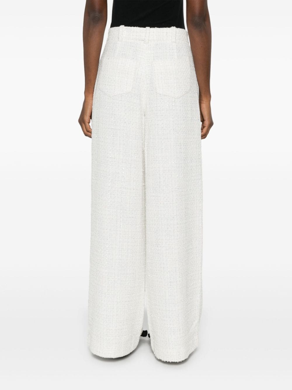 wide-leg tweed trousers - 4