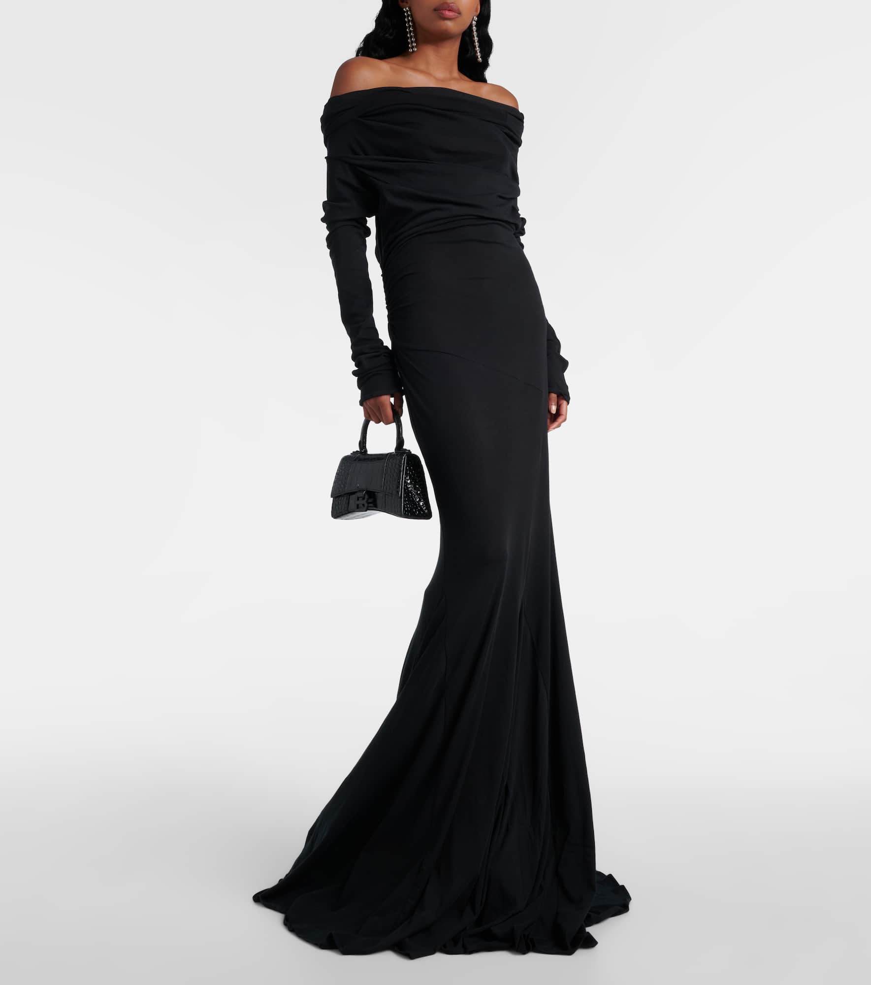 Bound off-shoulder draped gown - 2