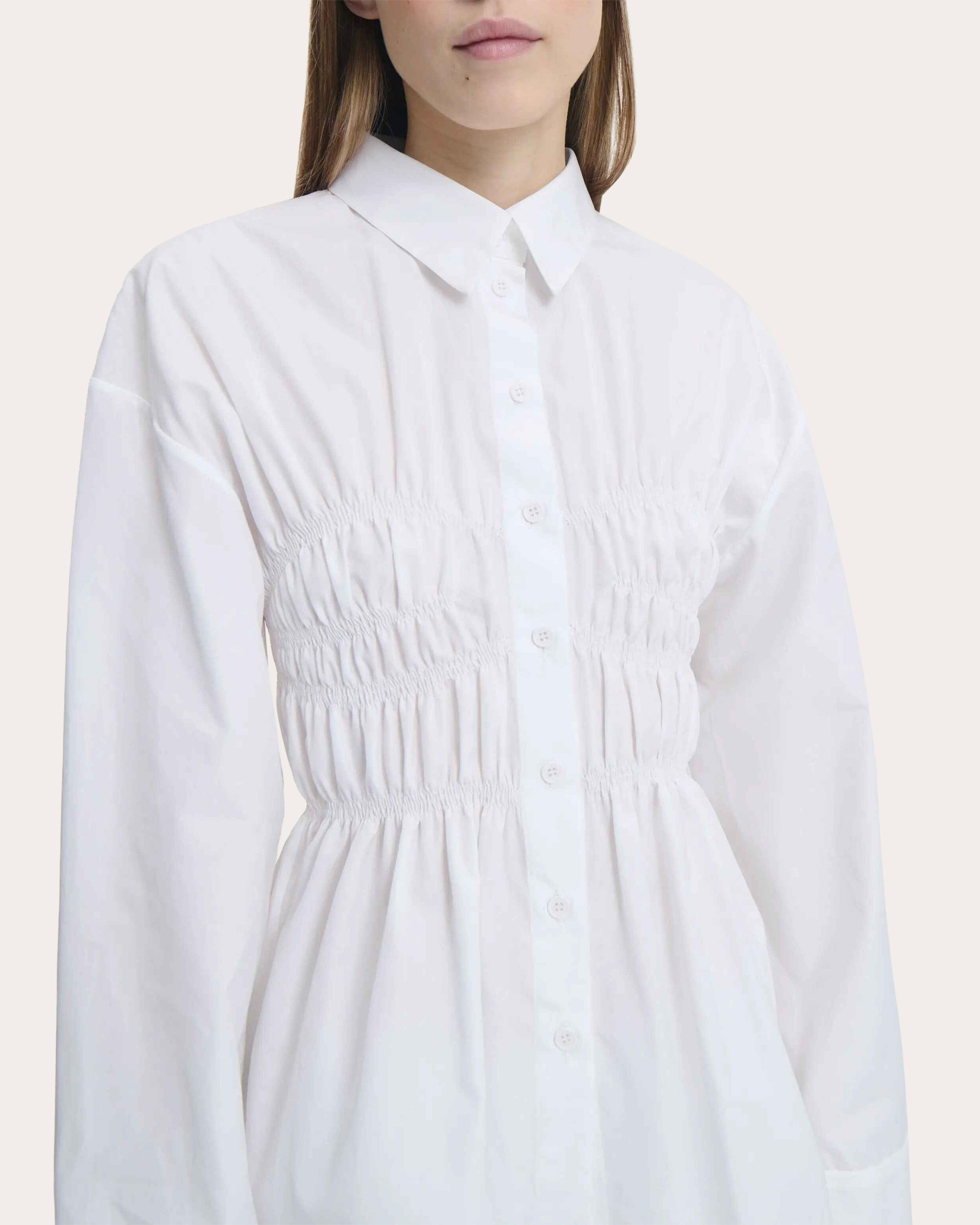 Braxton Ruched Cotton Button-Up - 4