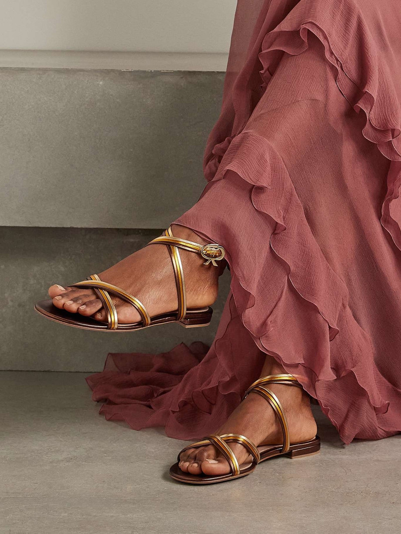 Gianvito Rossi Calissa metallic leather sandals Bronze outlook