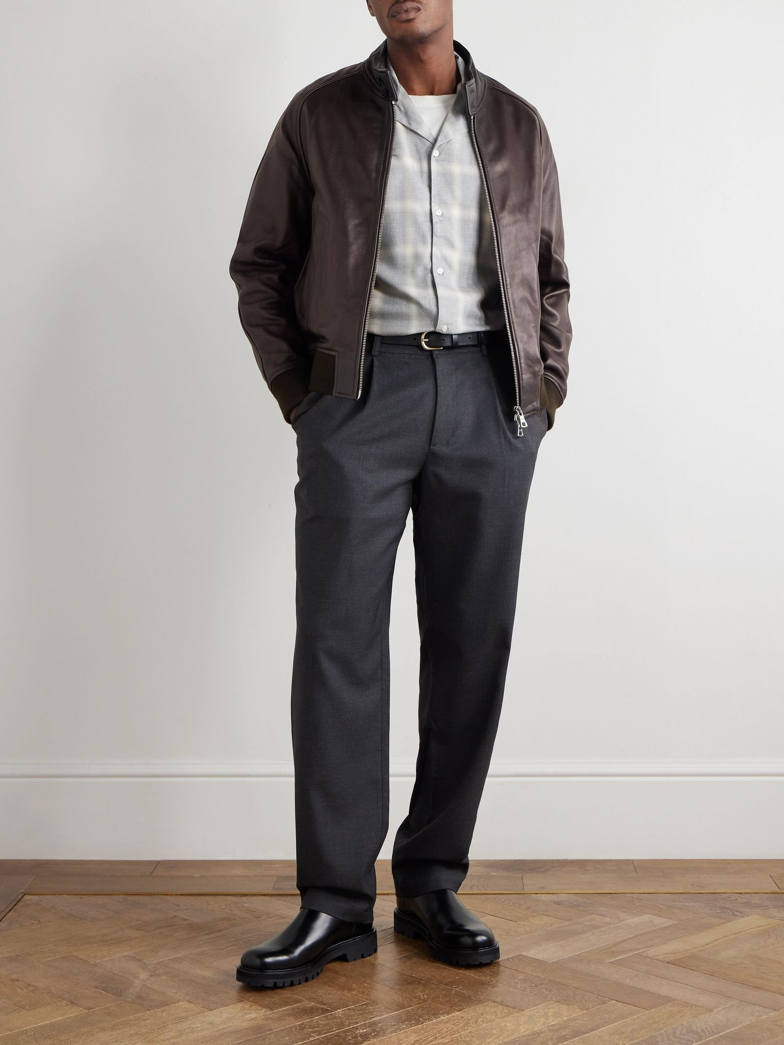 Craig Leather Bomber Jacket Brown - 2